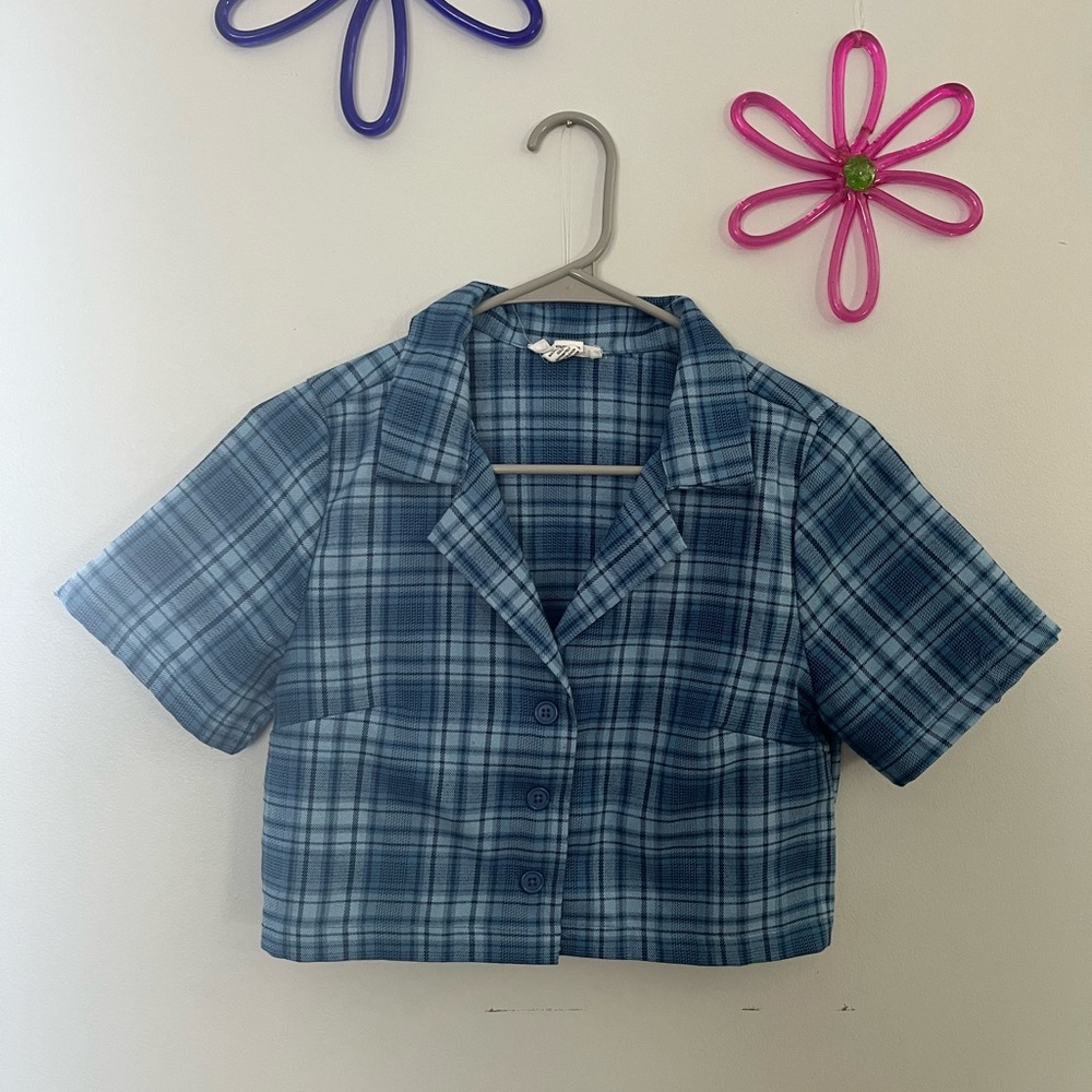 Full Tilt Blue Plaid Top